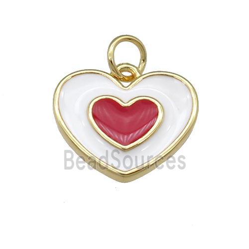 copper Heart pendant with white enamel, gold plated