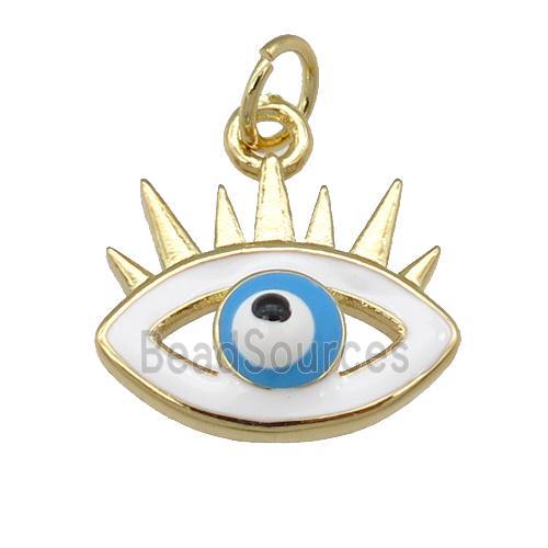 copper Evil Eye pendant with enamel, blue, gold plated