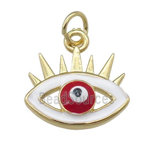 copper Evil Eye pendant with enamel, red, gold plated