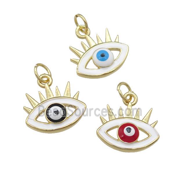 copper Evil Eye pendant with enamel, mixed, gold plated