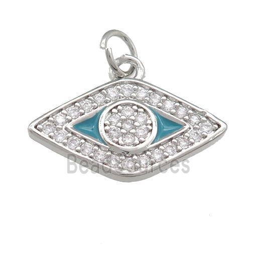 copper Eye pendant paved zircon, platinum plated