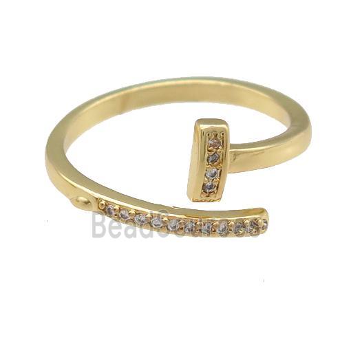 copper Ring paved zircon, gold plated