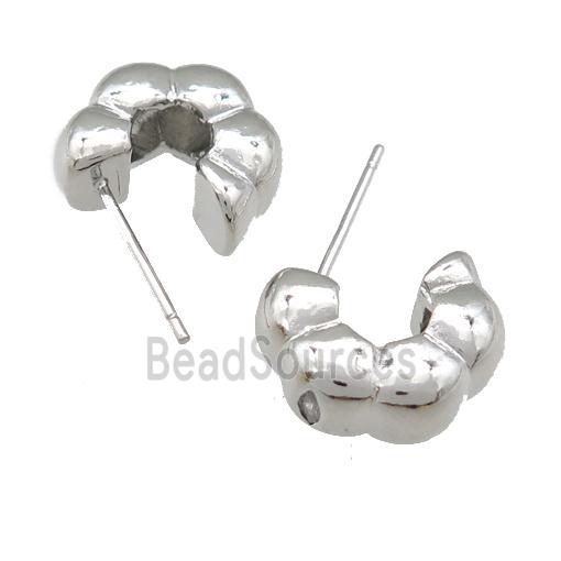 copper Stud Earring, platinum plated