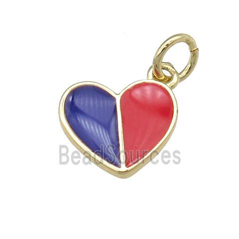 copper Heart pendant with purple red enamel, gold plated