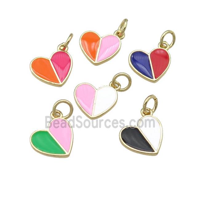 copper Heart pendant with enamel, gold plated, mixed