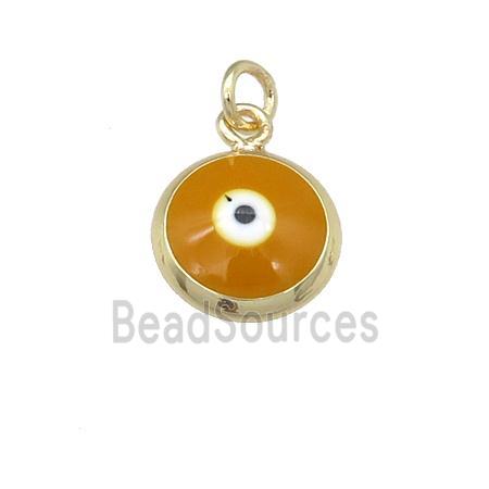 copper Evil Eye pendant with brown enamel, gold plated