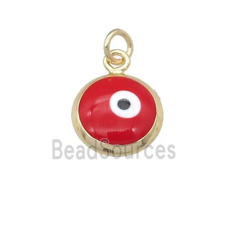 copper Evil Eye pendant with red enamel, gold plated