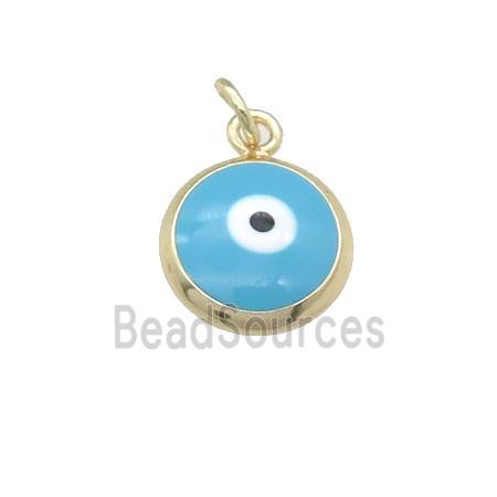 copper Evil Eye pendant with blue enamel, gold plated