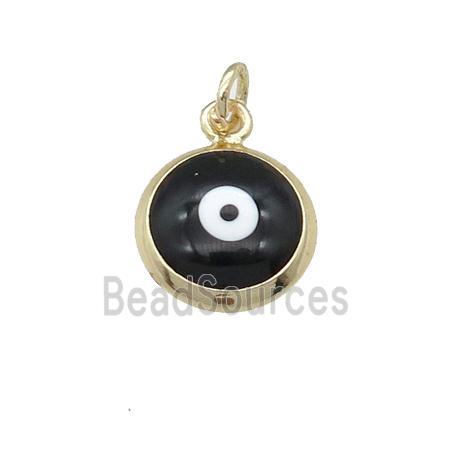 copper Evil Eye pendant with black enamel, gold plated