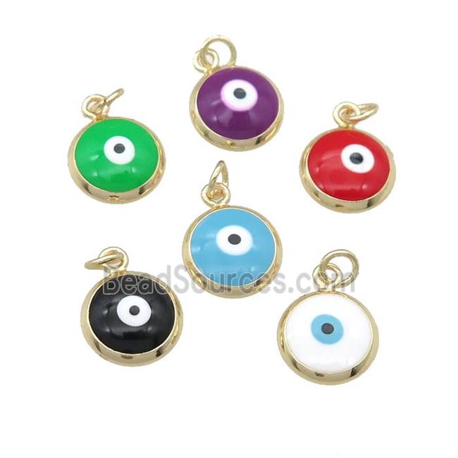 copper Evil Eye pendant with enamel, gold plated, mixed