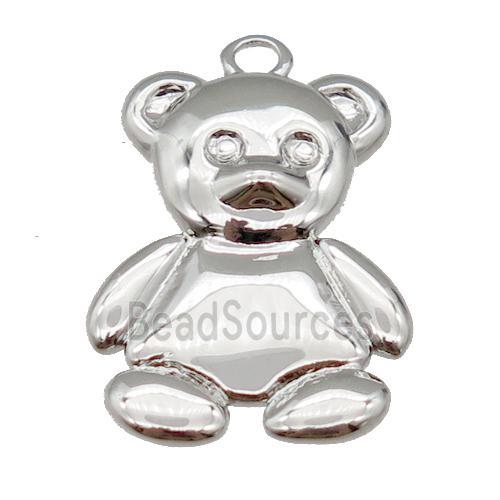 copper Bear pendant, platinum plated