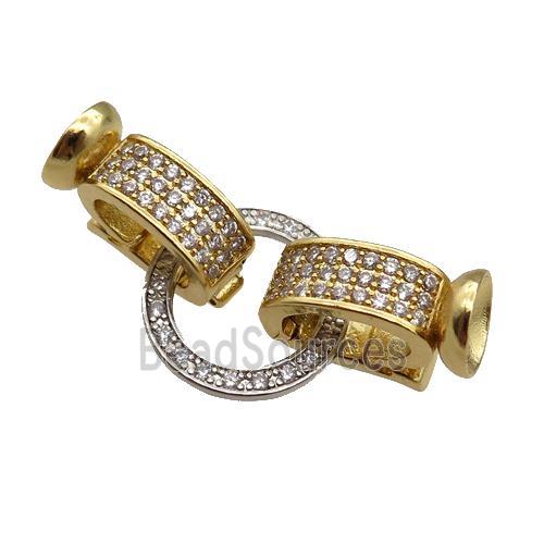 copper Clasp paved zircon, gold plated