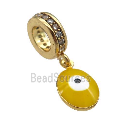 copper Evil Eye pendant with yellow enamel, gold plated