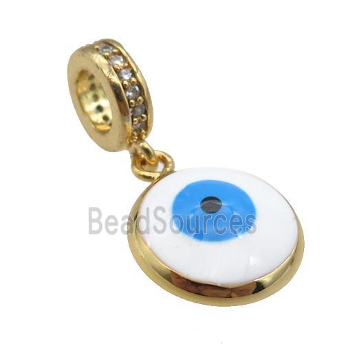 copper Evil Eye pendant with white enamel, gold plated