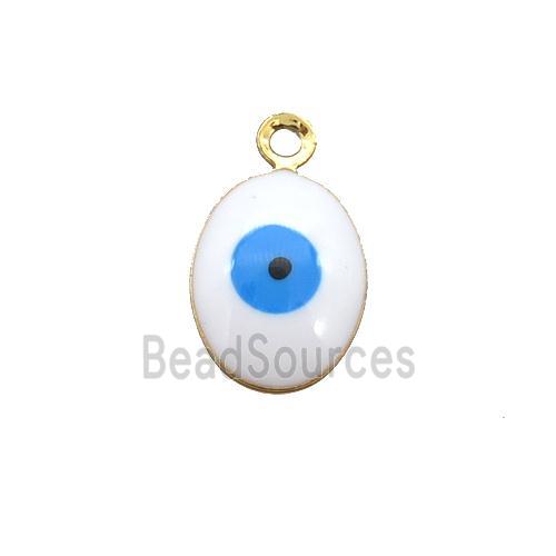 copper Evil Eye pendant with white enamel, gold plated