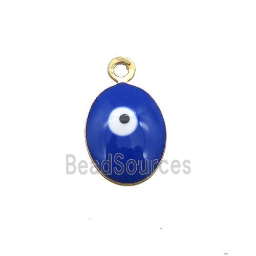 copper Evil Eye pendant with blue enamel, gold plated