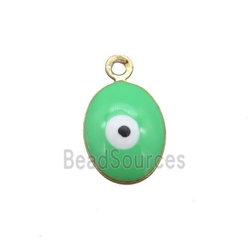 copper Evil Eye pendant with green enamel, gold plated