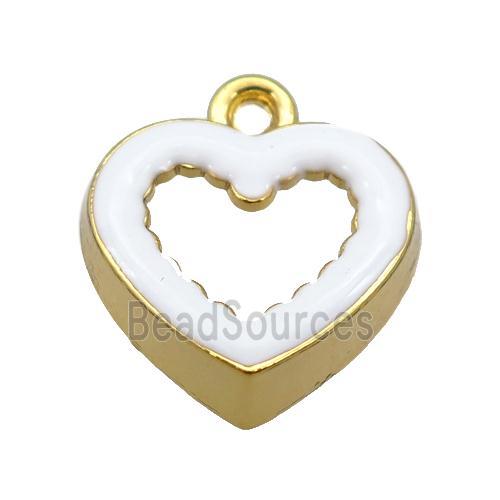 copper Heart pendant with white enamel, gold plated