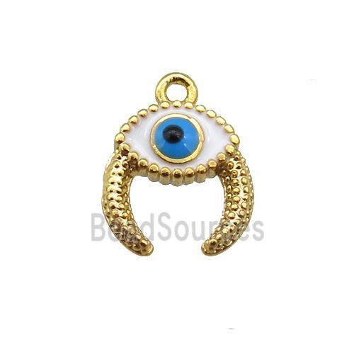 copper Evil eye pendant with white enamel, gold plated