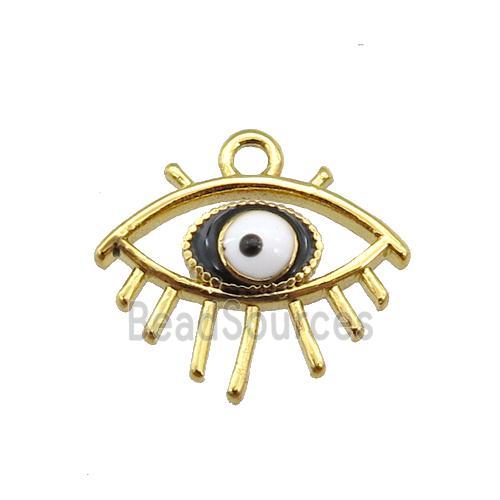 copper Evil eye pendant with black enamel, gold plated