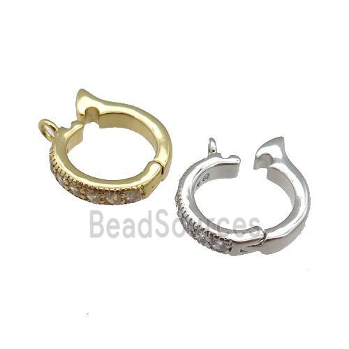 copper Clasp paved zircon, mixed