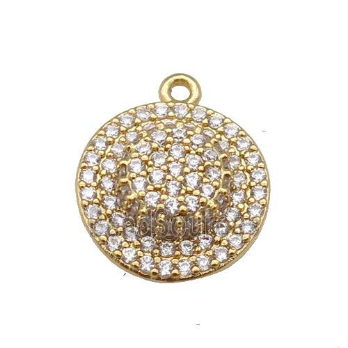 copper Cap charm pendant paved zircon, gold plated