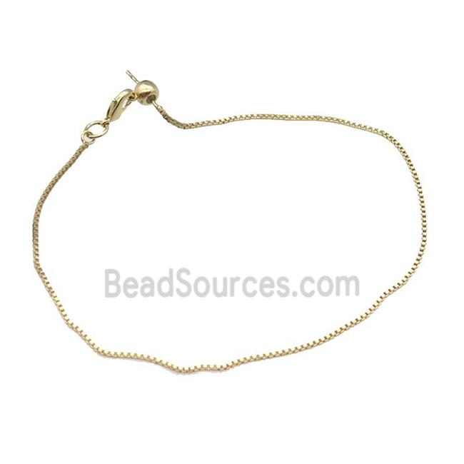 copper box chain for bracelet, gold plated