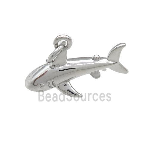 copper dolphin pendant, platinum plated