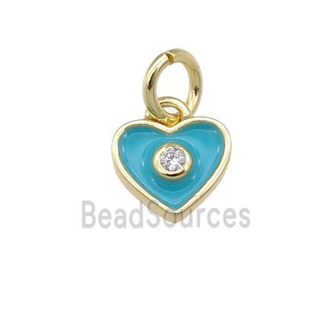 copper Heart pendant with teal enamel, gold plated