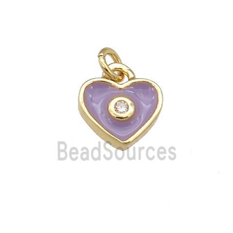 copper Heart pendant with lavender enamel, gold plated