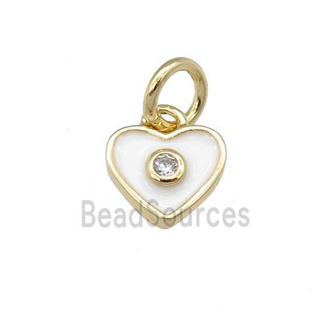 copper Heart pendant with white enamel, gold plated