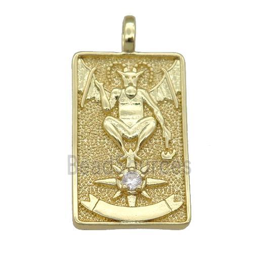 copper Tarot Card pendant, necromancer, gold plated