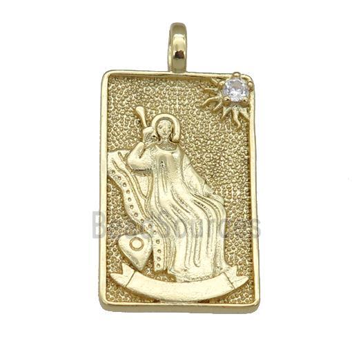 copper Tarot Card pendant, beauty, gold plated