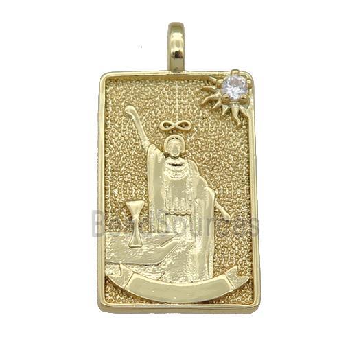 copper Tarot Card pendant, beauty, gold plated