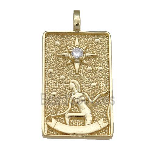 copper Tarot Card pendant, beauty, gold plated