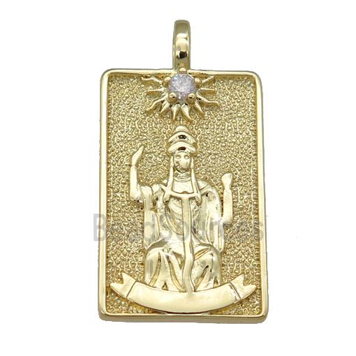 copper Tarot Card pendant, empress, gold plated