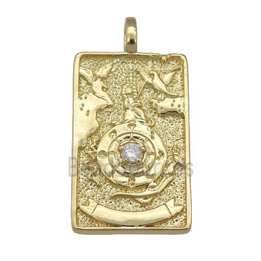 copper Tarot Card pendant, gold plated