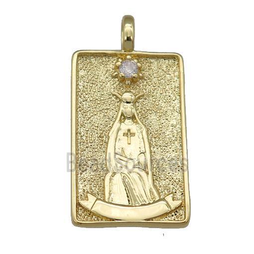 copper Tarot Card pendant, nun, gold plated