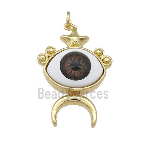 copper Evil Eye pendant, red, gold plated