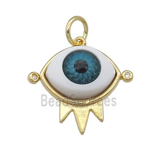 copper pendant with blue Evil Eye, gold plated