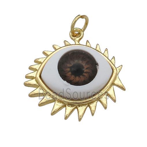 copper pendant with red Evil Eye, gold plated