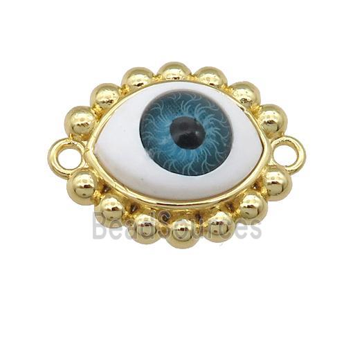 copper connector with blue Evil Eye, gold plated