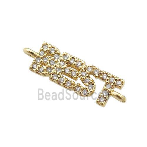 copper BEST connector pave zircon, gold plated