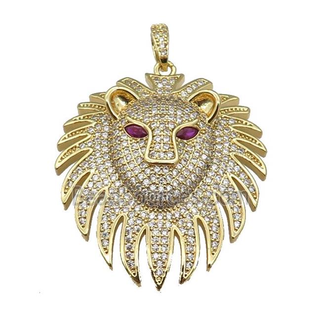 Copper Lion Pendant Pave Zircon Gold Plated