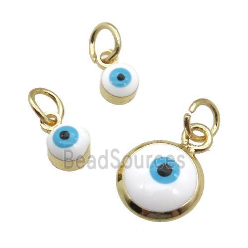 copper Evil Eye pendant with white enamel, gold plated