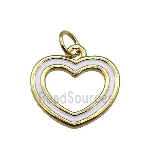 copper Heart pendant with white enamel, gold plated