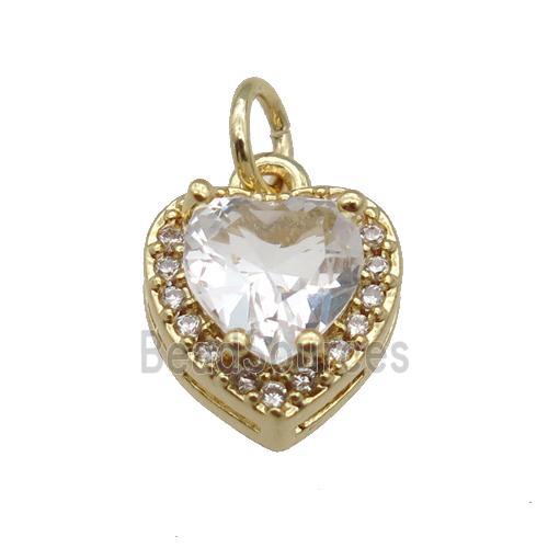 copper Heart pendant paved clear zircon, gold plated