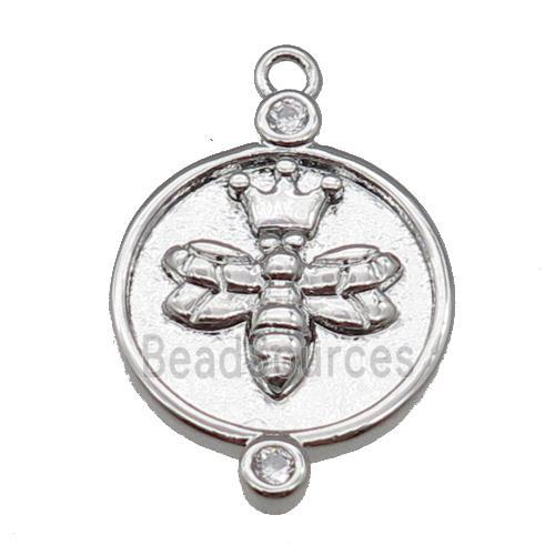 copper honeybee pendant, platinum plated