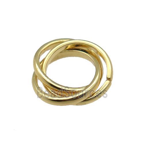 copper circle Link ring pendant, gold plated