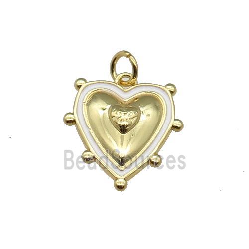 copper Heart pendant with white enamel, gold plated